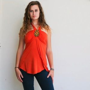Orange halter tank top